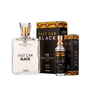 Kit Deo Colônia Masculina Fast Car Black 100ml + Deo Colônia Masculina Fast Car Black 15ml