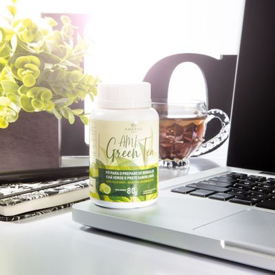Chá Verde e Preto em Pó Sabor Limão Green Tea 80g